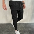 thumbnail image 2 of OSOLU Solid Color Men's Zipper Casual Thin Sports Sweatpants Breathable No Elasticity Trousers Pockets Pants Everyday Comfort Versatile Bottoms, 2 of 6