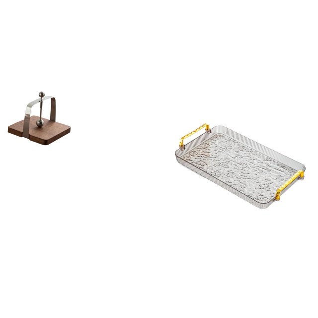 Elegante Organizador De Servilletas Y Pañuelos De Madera Con Plato De Postre, Bandeja Para Mesa De Centro, Asa Para Cocina, Comedor, Oficina, Hogar, Almacenamiento Y Servicio.