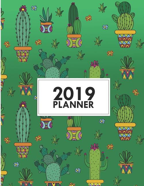 2019 Planner 8.5x11 Colorful Cactus Weekly 2019 Planner Yearly Agenda