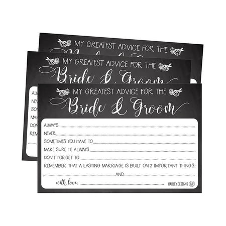 50 4x6 Rustic Chalk Wedding Advice & Well Wishes For The Bride and Groom Cards, Reception Wishing Guest Book Alternative, Bridal Shower Games Note Card Marriage Best Advice Bride To Be or For Mr & (Business Card Design Best)