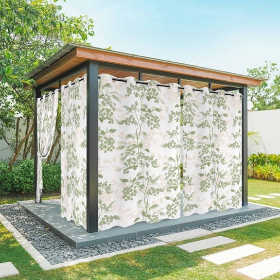 Sage Green Fruit Outdoor Curtains for Patio Waterproof,Windproof Privacy Curtains with Weighted Bottom,Vintage Plant Nature Botanical Flower Outside Drapes for Picnic Garage Yard 54"x95" 2 Panel