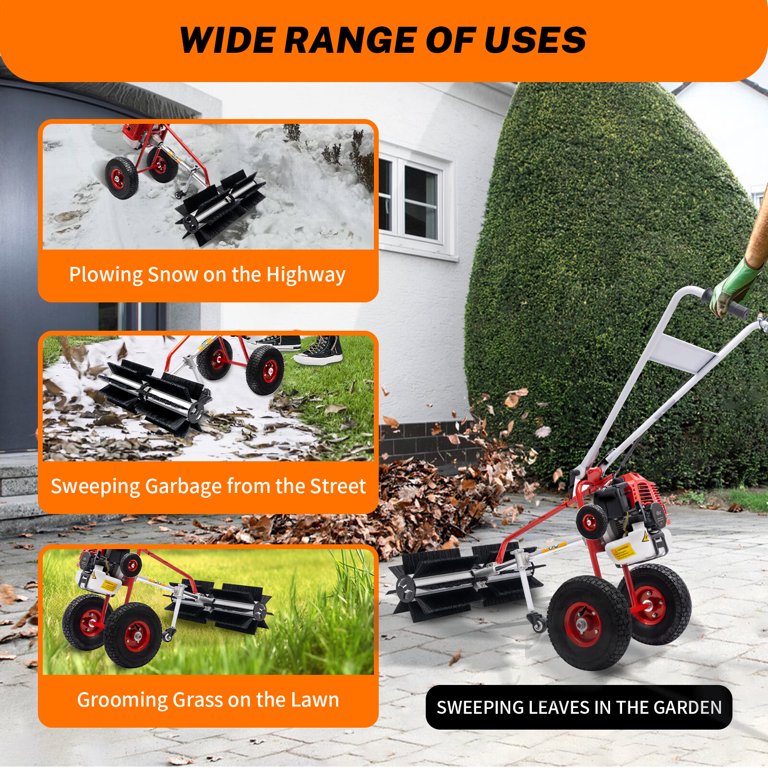Loyalheartdy 43CC 1.7HP Walk-Behind Sweeper 2 Stroke Air-cooled