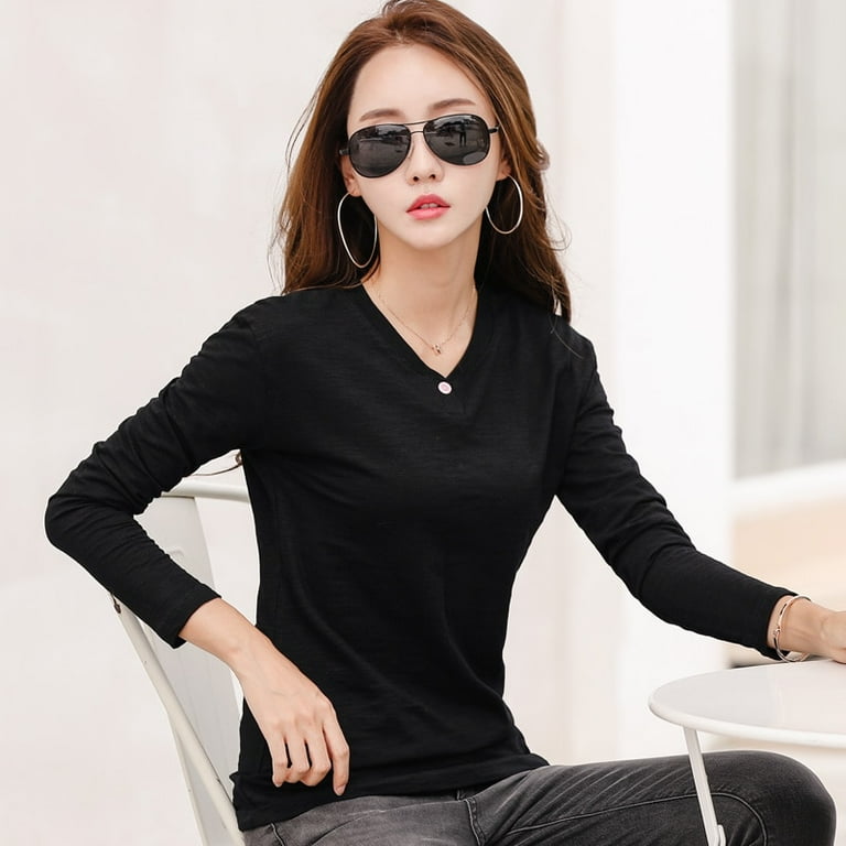 DanceeMangoo Casual Women T-Shirt Long Sleeve Korean Style Slim Basic  Cotton Tshirt Top Womens Clothing Autumn Winter T Shirt Femme 