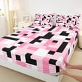 thumbnail image 3 of Homewish Cartoon Pixelate Miner Twin Sheet Sets, Pink Square Abstract Twin Fitted Sheet, Teens Kids Boys Girls Flat Sheet, Luxury Bedroom Decor, 3pcs, 3 of 7
