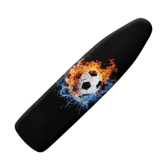 HELLHERO 15x54 Inch Ironing Board Cover Washable Elastic Edge Fabric Household Items, Soccer Ball Fire Water Collision