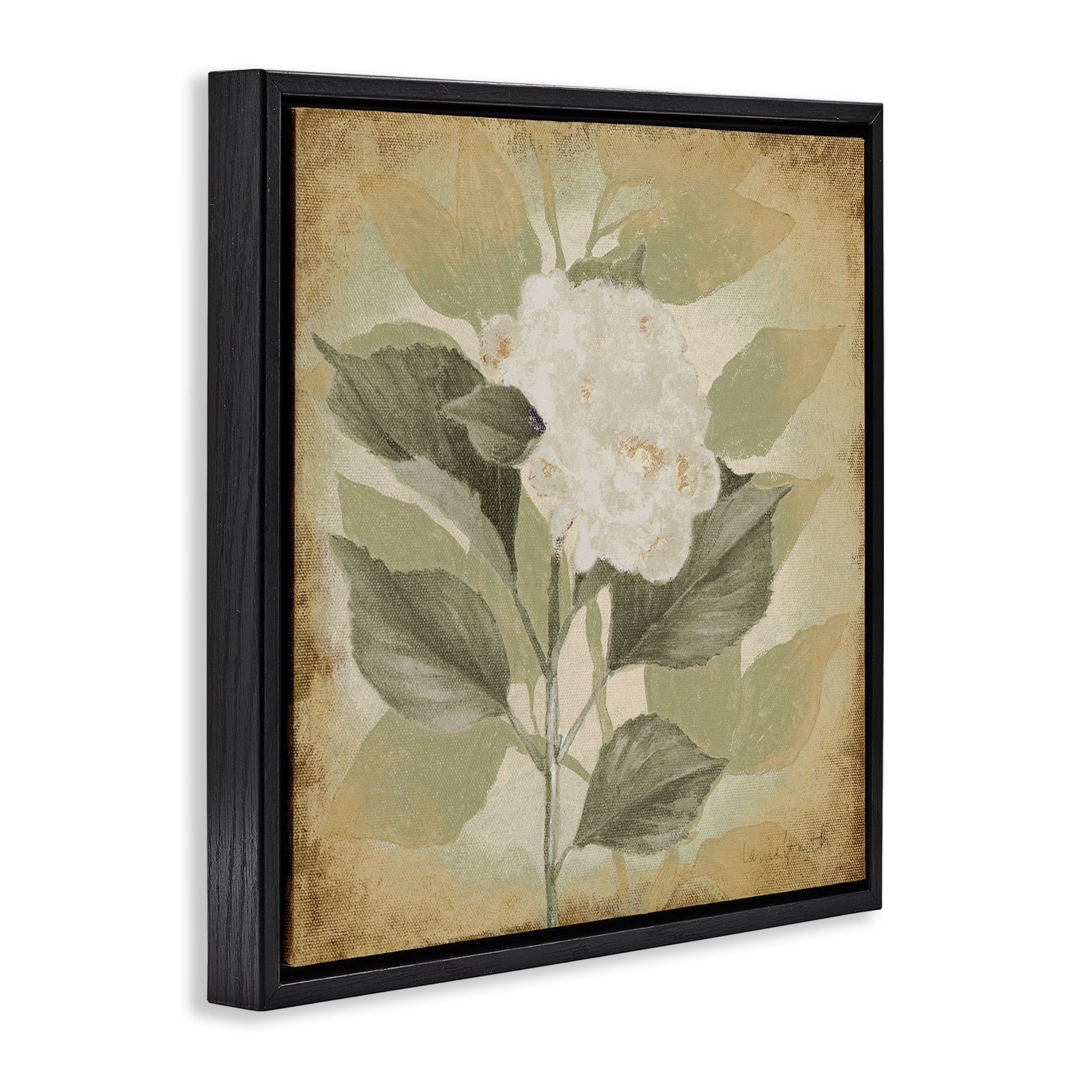 Stupell Industries Rustic Geranium Impression Plants & Flowers Painting Black Floater Framed Canvas Art Print Wall Art, 25 x 25