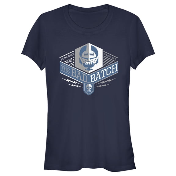 Junior's Star Wars: The Bad Batch Square Logo  Graphic Tee Navy Blue Small