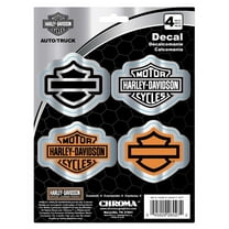 Harley-Davidson 4-Piece Chromed Bar & Shield Logo Decals - Silver - 6 x 8 in., Harley Davidson