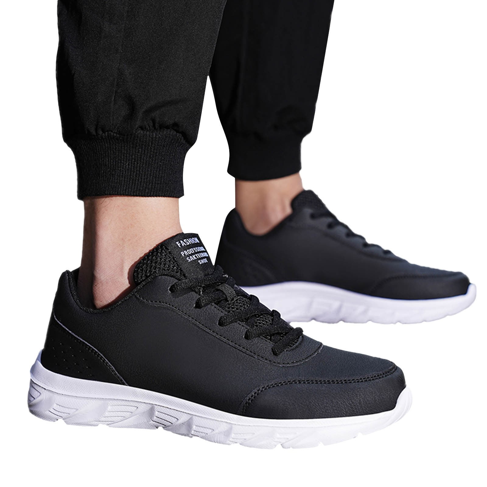 CBGELRT Sneakers for Men Wide Large Size Casual Leather Sports Running Shoes Thick Bottom Lace up Breathable Sneakers Basketball Tennis Shoes White Size 45