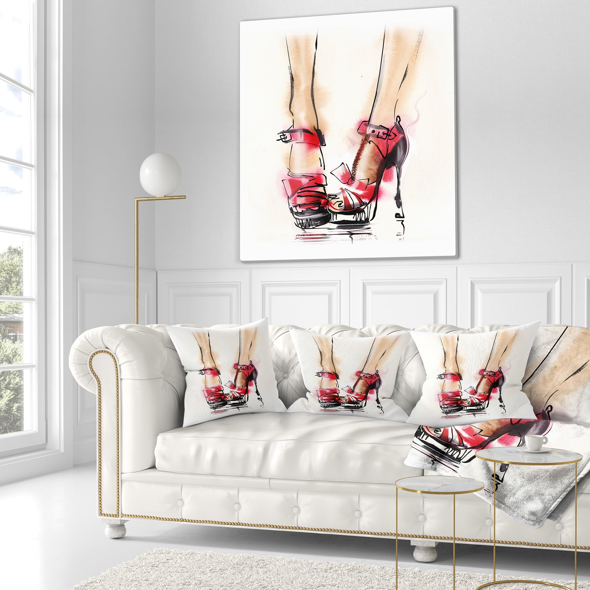 Designart High Heel Fashion Shoes - Abstract Throw Pillow - 18x18