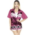 thumbnail image 3 of HAPPY BAY Hawaiian Shirts Womens Summer Button Down Beach Party Blouse Shirt Floral Blouses Short Sleeve Tops Dress Shirts for Women XXL Dark Bushy, Pink, 3 of 5