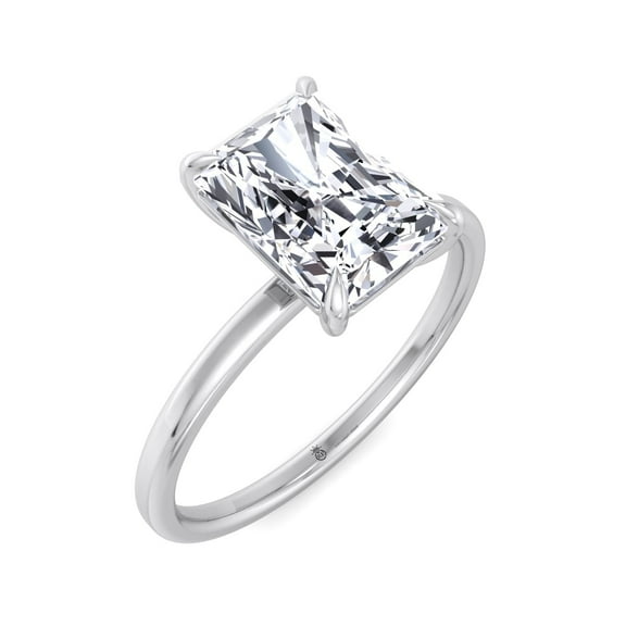 Timor - Moissanite Radiant Cut Lab Diamond Solitaire Claw Prong Engagement Ring