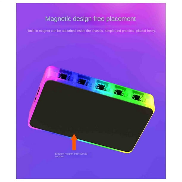 Hub de Chasis de 1 A 10 - Base Magnética con Control Remoto para Ventiladores ARGB y PWM, Caja de Computadora con Sincronización de Luces
