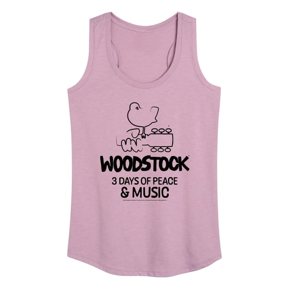 Woodstock - 3 Days of Peace & Music - Outline Drawing - Women's Racerback Tank Top