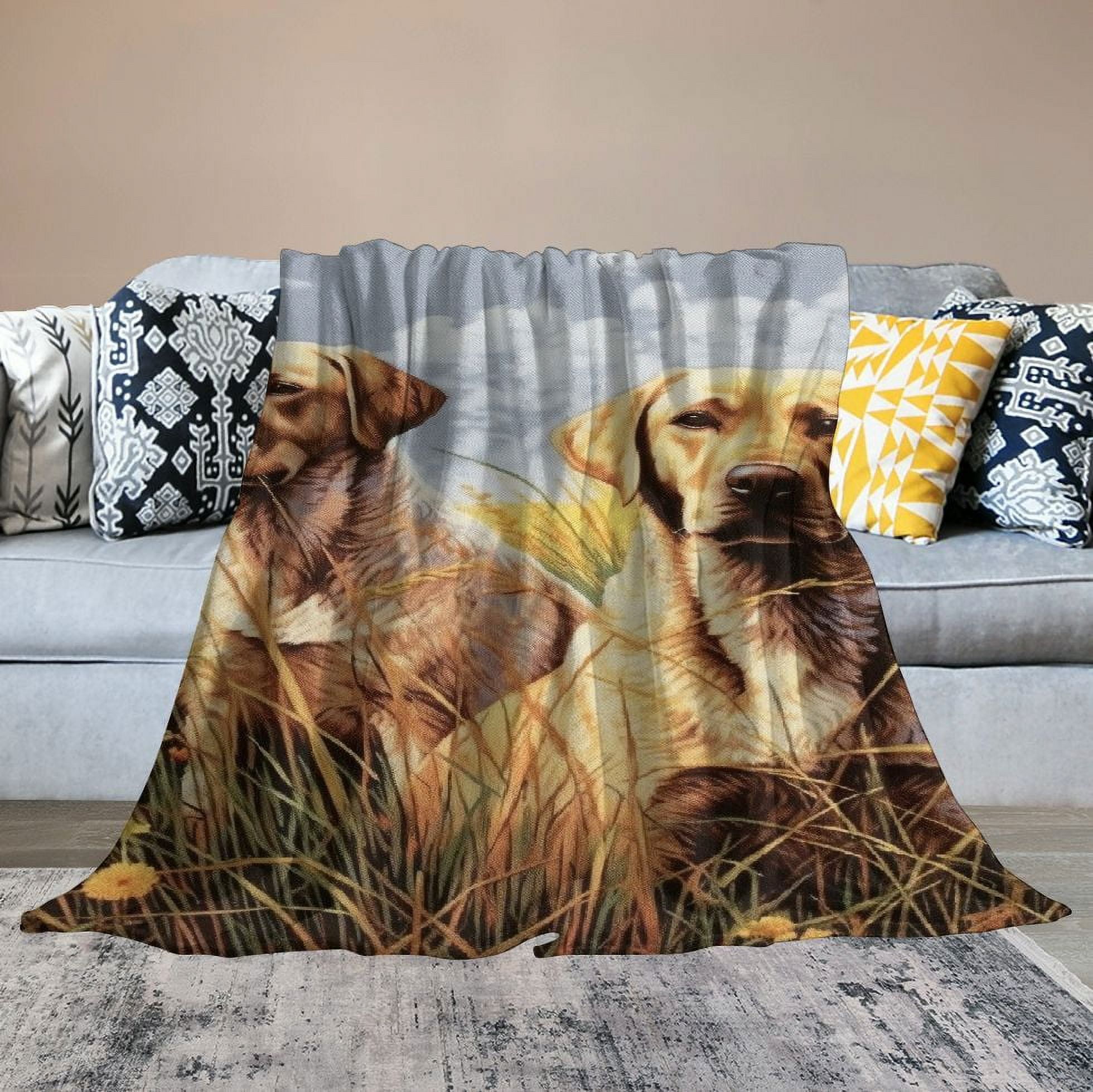 Nawypu  Labrador Retrievers Yellow Lab Blanket  - Gift for Dog Lovers - Throw Woven from Cotton - Made in The USA