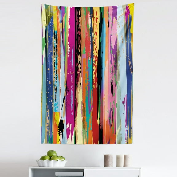 Abstract Tapestry, Multicolored Expressionist Work of Art Vibrant Rainbow Design Tainted Pattern, Fabric Wall Hanging Decor for Bedroom Living Room Dorm, 5 Sizes, Multicolor, by Ambesonne