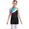 thumbnail image 2 of iiniim Kids Girls Sleeveless Gymnastic Leotard with Athletic Shorts Hair Scrunchie Biketard Dance Outfits Tracksuit Lake Blue&Black 16, 2 of 7