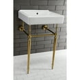 thumbnail image 2 of Kingston Brass KVPB2018W47 Edwardian 20" Porcelain Console Sink with Brass Legs (4-Inch, 3-Hole), White/Brushed Brass, 2 of 8