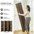 thumbnail image 3 of Partition Room Dividers, Folding Wood Privacy Screen with Three Display Shelves Suitable for Home Office, Study, Art Display - 6 Panel, 67 * 77inch (Brown), 3 of 16