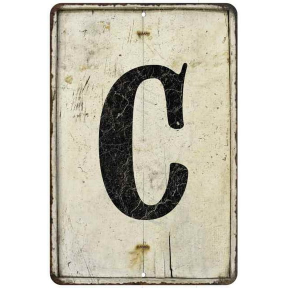 Capital Letter C Vintage Look Chic 8 x 12 Matte Finish Metal 108120020192
