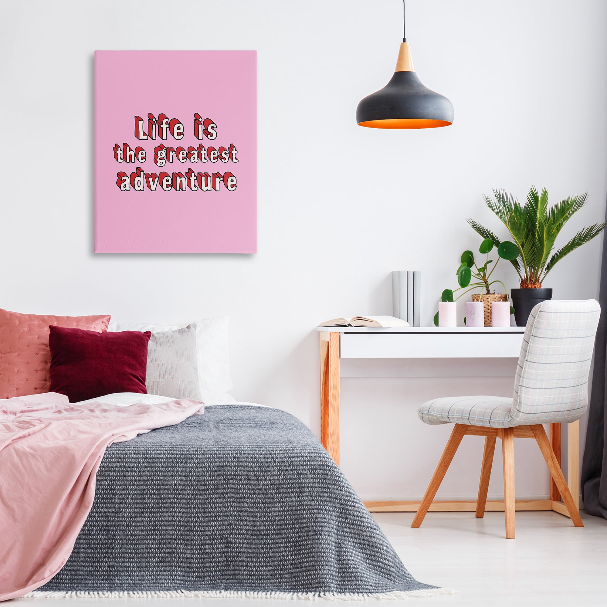 Stupell Industries Greatest Adventure on Pink Text & Numbers Painting Wrapped Canvas Art Print Wall Art, 30 x 40