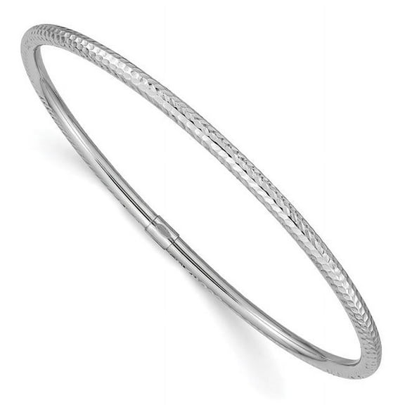 Primal Gold 14 Karat White Gold 3mm Diamond-cut Slip-on Bangle