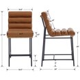 thumbnail image 6 of Guyou Leather Bar Stools Set of 4, 25 " Modern Upholstered Counter Height Bar Stools with Deep Channel Tufted Back, Armless Counter Stool with Black Metal Legs for Dining Room Kitchen Island, Brown, 6 of 10