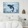 thumbnail image 2 of PixonSign Canvas Print Wall Art Smart Whale Print with Starfish Amphibians Ocean Illustrations Modern Art Nautical Colorful Blue Ultra for Living Room, Bedroom, Office - 12"x18", 2 of 5