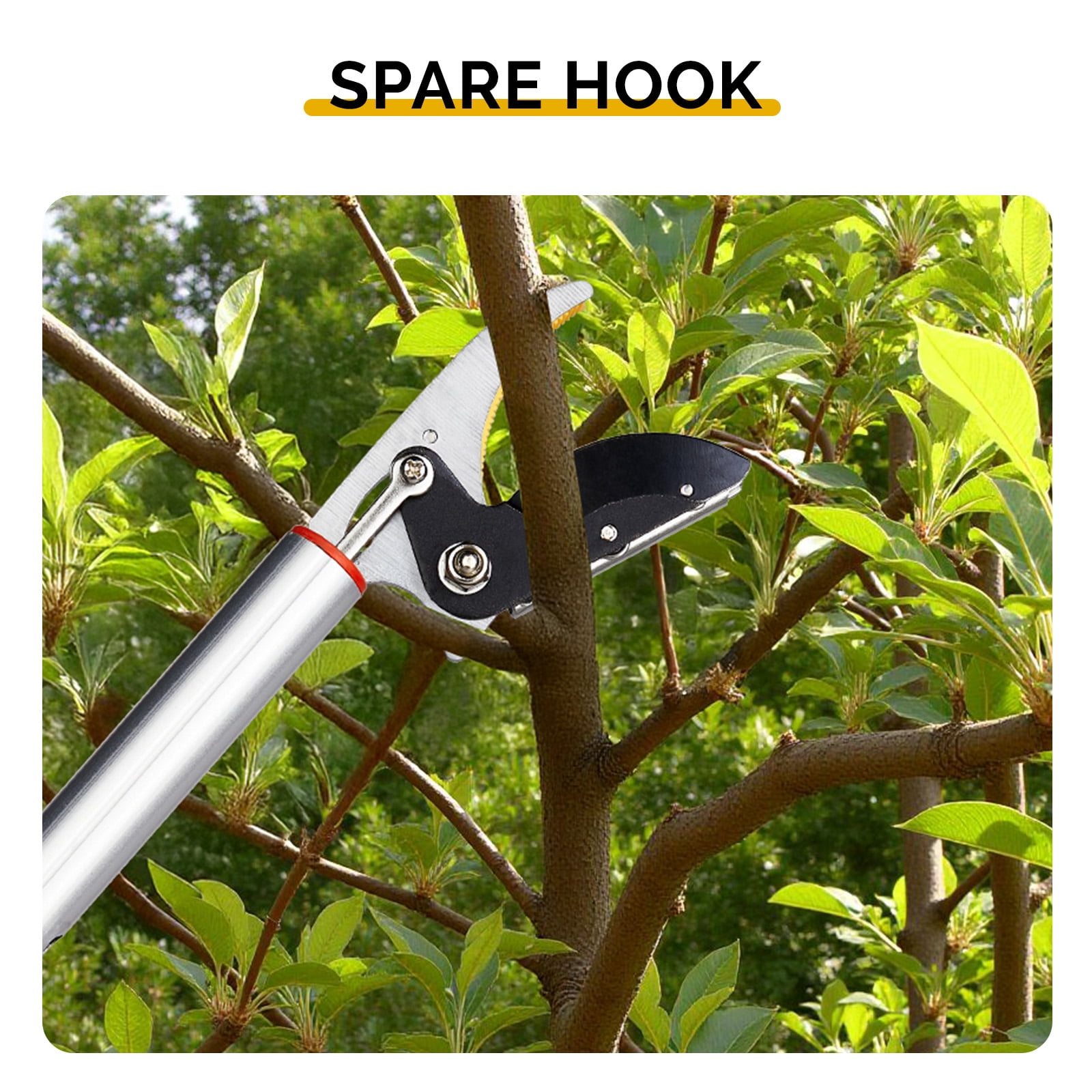 Long Reach Pruner for Garden, Cut & Hold Telescopic Pole Pruner, Fruit Picker Tree Branch Cutter with Lightweight Aluminum Extendable Handle, 5.9-9.8 FT