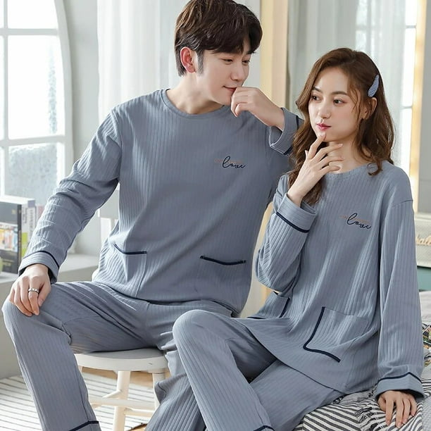 Conjunto de Pijama de algodon para mujer y hombre ropa de dormir con dibujos animados Top pantalon ropa de ocio para otono y primavera M 3XL Walmart en linea