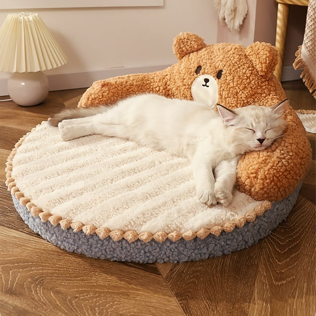 Cama para gatos, cama para gatos con respaldo alto, cama para gatos con dibujos animados, suministros para mascotas, multifuncional