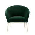 thumbnail image 2 of Nicole Miller Velvet Accent Chair Achilles Barrel Style, Green/Gold, 2 of 10