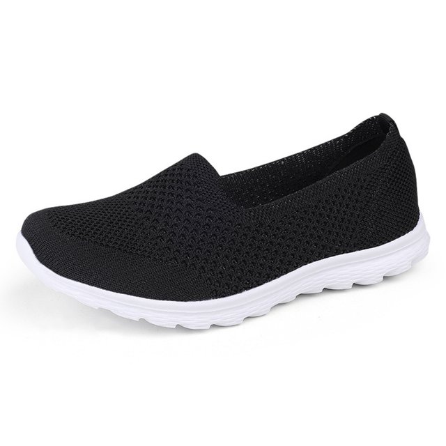 Zapatos para caminar sin cordones para mujer Zapatillas ligeras de malla sólida Zapatos casuales sin cordones