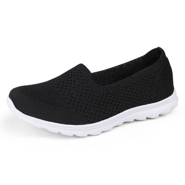 Zapatos para caminar de malla sin cordones para mujer zapatillas informales transpirables mocasines cómodos