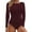 Wine, variant on Women Solid Round Neck Long Sleeve Button Jumpsuit Slim Bodysuit Jumpsuits