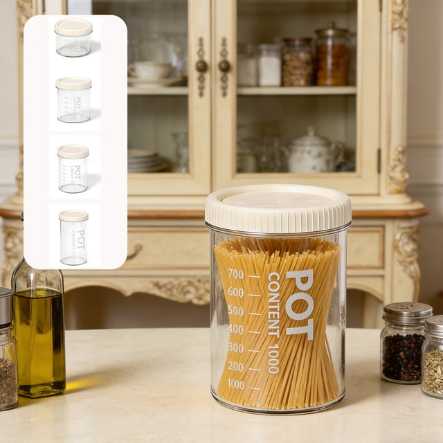 MTBLYS Airtight Storage Jars Transparent Plastic Clear Kitchen Container 1-Pack for Snacks Grains Dried Goods Household Pantry Organization