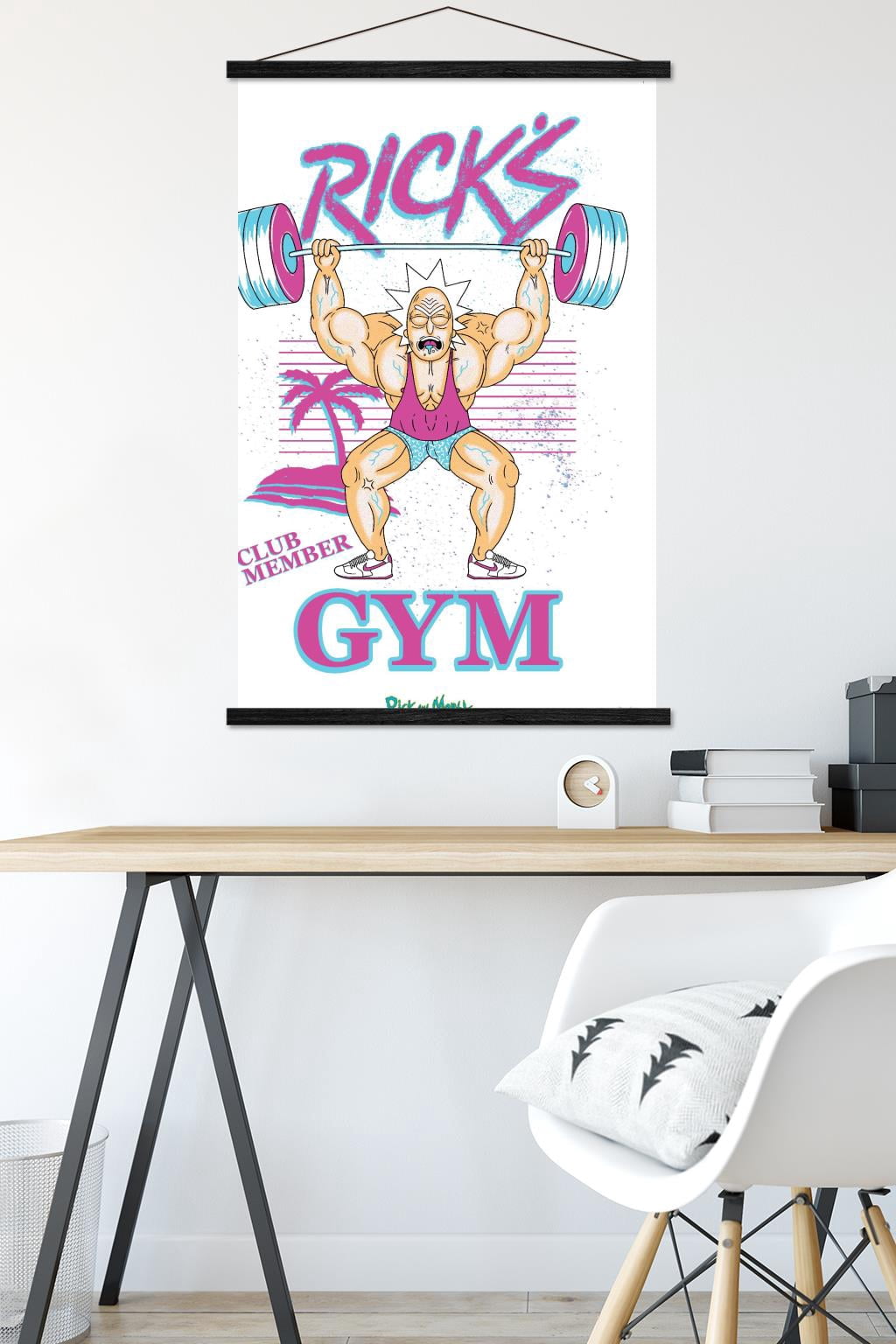 Rick And Morty - Rick's Gym Wall Poster with Wooden Magnetic Frame, 22.375" x 34"