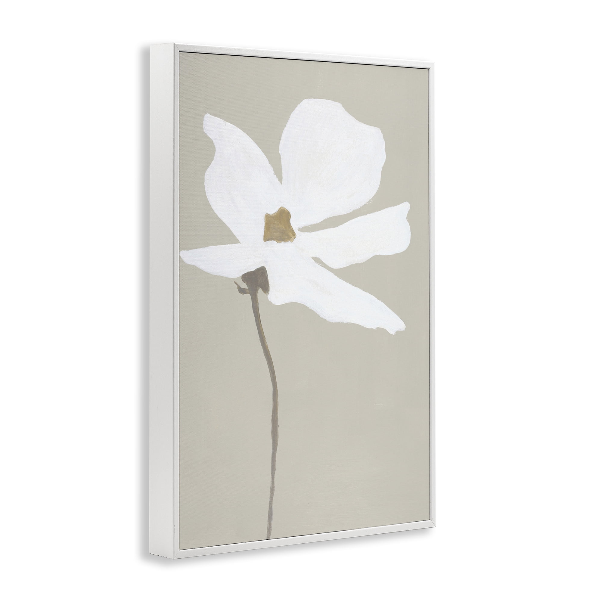 Stupell Industries White Flower Sprout Botanical & Floral Painting White Framed Art Print Wall Art, 16 x 24