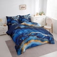 thumbnail image 3 of jejeloiu Marble Texture Print 7-Piece Bedding Comforter Set,Modern Abstract Aesthetic King Bedding Sets,Blue Gold Bed Sheets For Girls Kids,Super Cozy Room Decor Reversible, 3 of 8