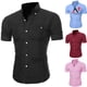 thumbnail image 4 of Am moda hombres Color sólido botones abajo camisa manga corta Slim Fit solapa Topspangjing, 4 of 4