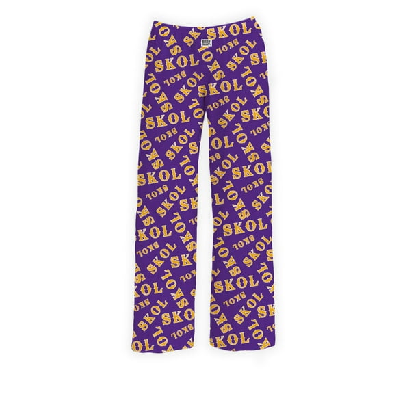 BRIEF INSANITY Lounge Pajama Pants SKOL Print Purple & Gold Size S