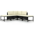 thumbnail image 1 of vidaXL 5 Piece Garden Sofa Set with Cushions Black Poly Rattan, 1 of 5