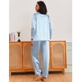 thumbnail image 4 of Ekouaer Silk Pajamas for Women Classic Button Down Satin Pajama Sets Long Sleeve Lounge Set, 4 of 6