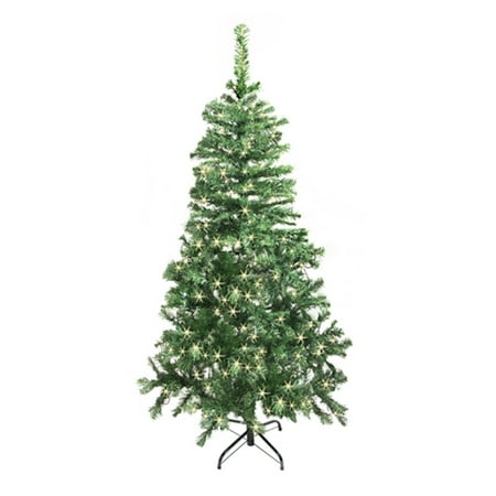 7 Foot Led Christmas Tree ALEKO CT78H250HW Luscious Artificial Christmas Tree - 6.5 Foot - with Soft White LED Lights - Simple Green Color ()