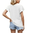 thumbnail image 4 of qolati Womens Tops 2024 Dressy Casual Ruffle Short Sleeve V Neck T Shirts Summer Cute Loose Ruched Tunic Blouse, 4 of 5
