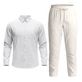 thumbnail image 6 of RUTAYY Men's Outfits Long Sleeve Solid Color Shirts and Pants with Button Pockets Casual Breathable Lightweight Resort Yoga Classic Vacation Clothing Sets, 6 of 6