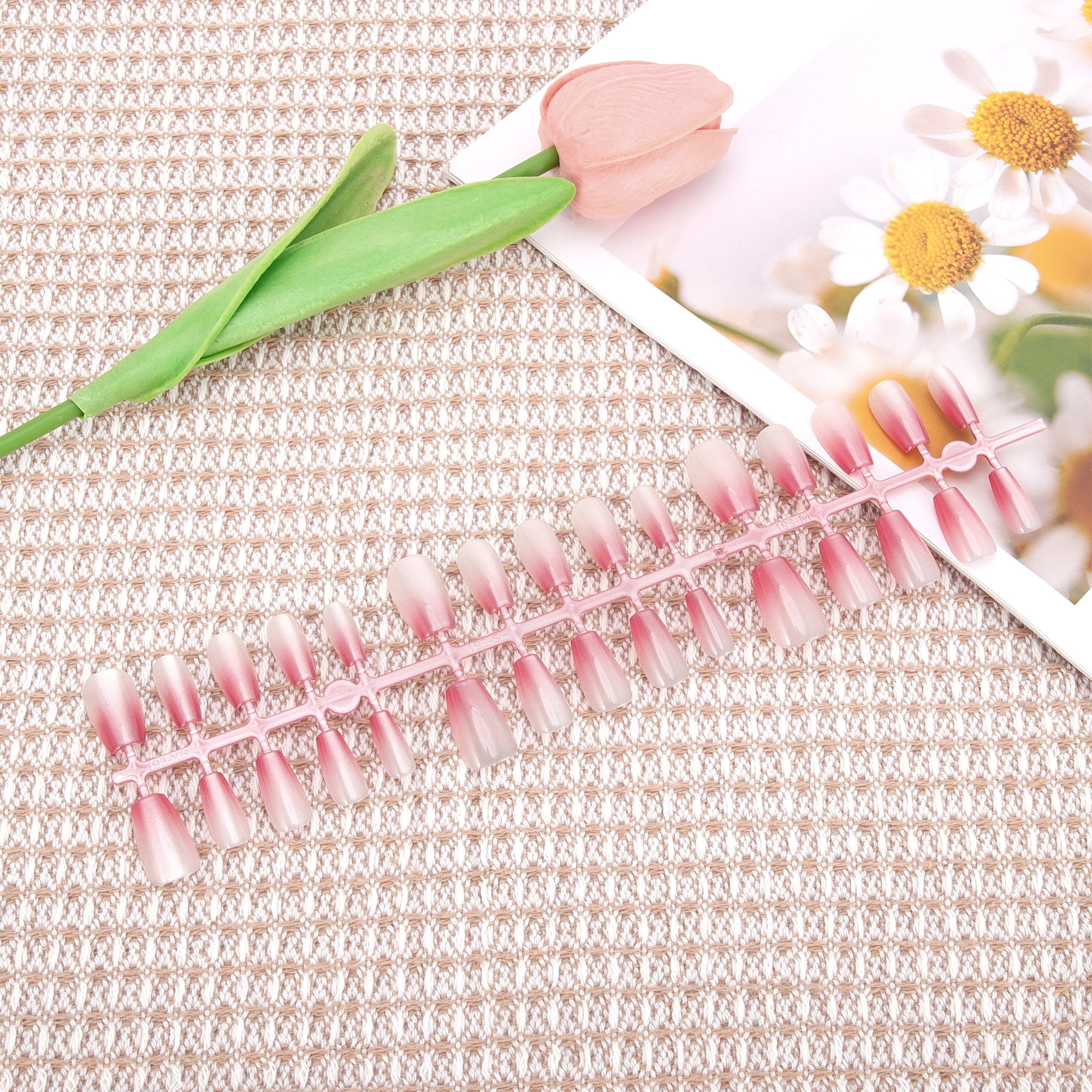 Unique Bargains Gradient Short Coffin Fake Nails 1Set/30Pcs 193-04