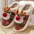 thumbnail image 4 of Fuzzy Slippers For Women Christmas Deer Closed Toe Flat Bottom Warm Slippers Warm Cozy Winter House Slippers Bedroom Indoor House Shoes, 4 of 5
