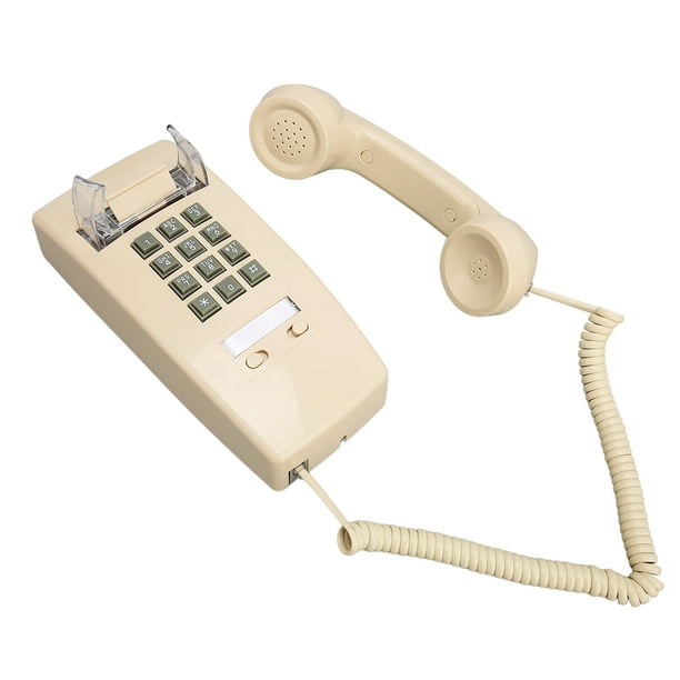 Corded Wall Mounted Telephone, Modern Technology Retro Wall Phone Beige  Waterproof For Office For Bar 