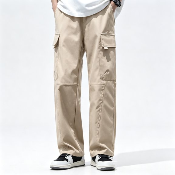 Men's Regular Fit Stretch Cargo Pants Outdoor Daily Wear Durable Fabric Utility Pockets S-XL